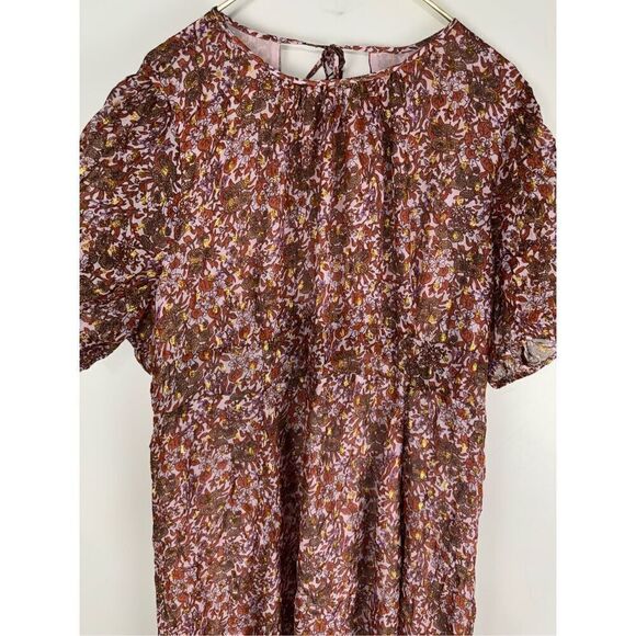 J. Crew Collection Open Back Metallic Clip-Dot Bouquet Floral Maxi Dress Size 22 - Picture 3 of 10